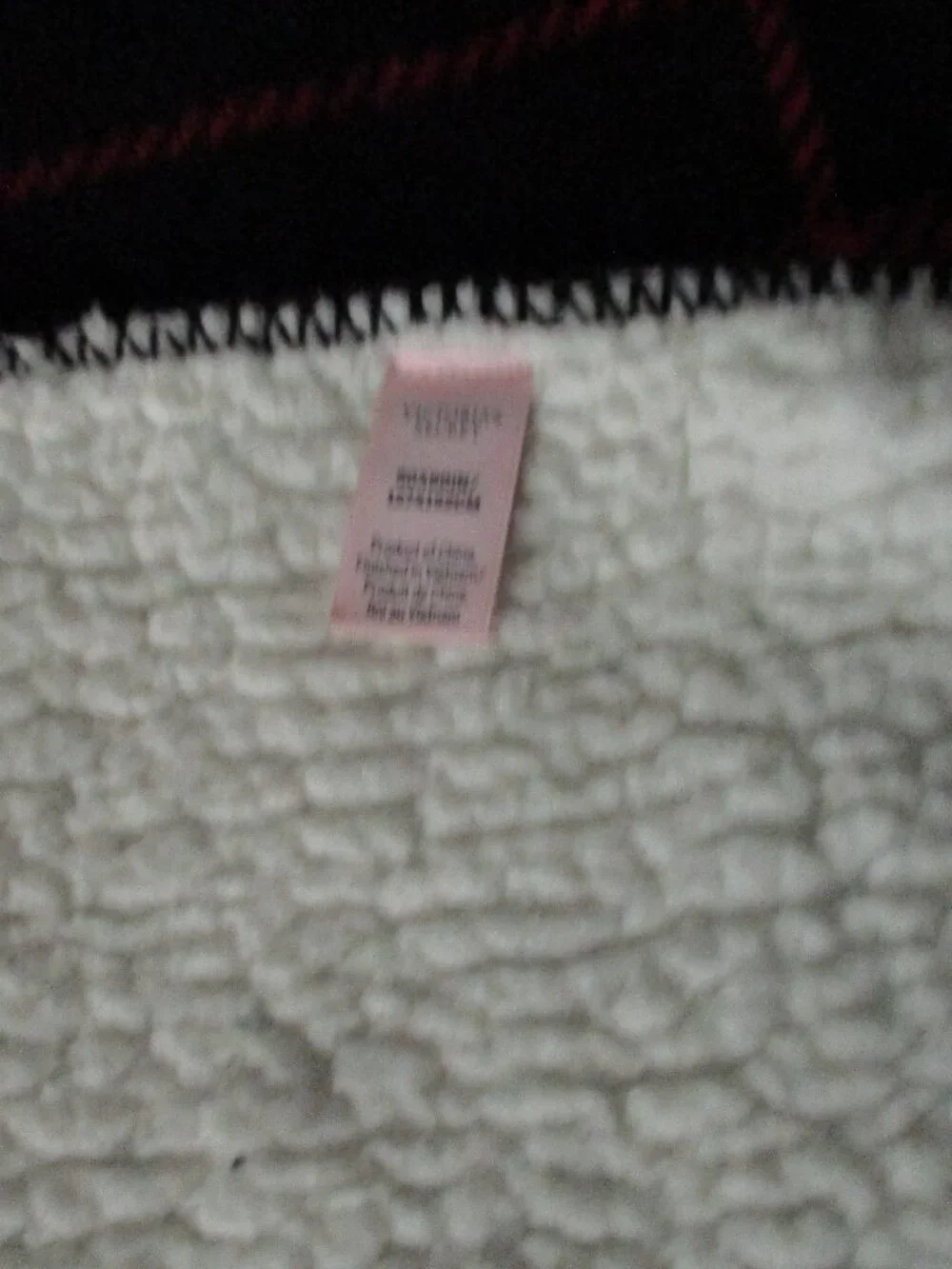 Victoria's Secret Black and Red Plaid Cozy Plush Fleece Sherpa Throw Blanket